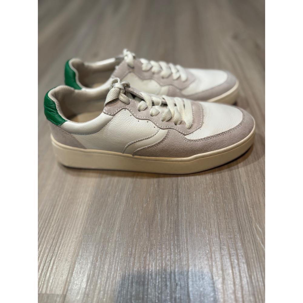 Soludos Ashore Leather Sneakers Cream Grey Green Low Top Lace Up Womens‎ 8